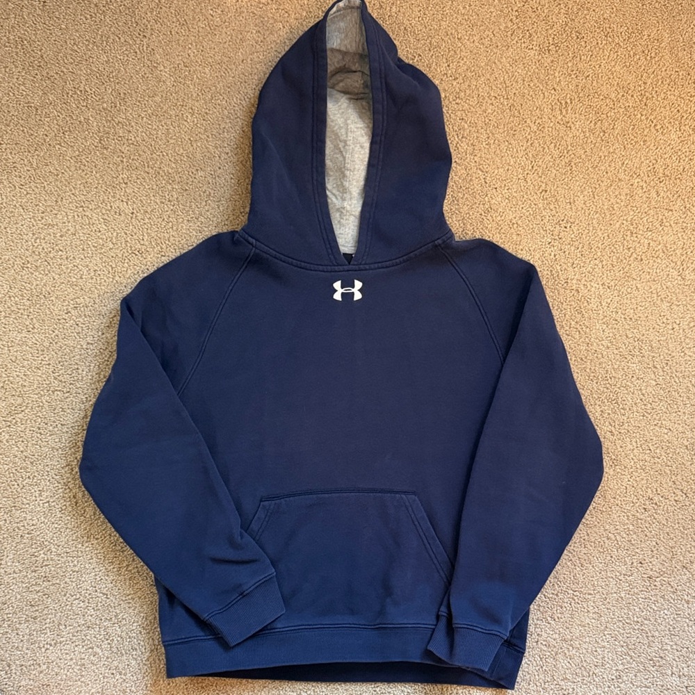 Under Armour Dark Blue Pullover Hoodie Youth LG